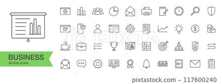 Business line icon set. 40 Isolated signs. Vector illustration related to business process. 117600240