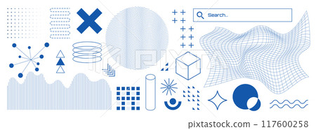 Collection trendy vector geometric shapes. Geometric shapes set. Elements for web Collection trendy vector geometric shapes. Geometric shapes set. Elements for web 117600258