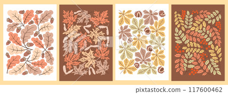 Autumn set of Vintage botanical midcentury posters 117600462