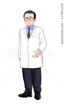 穿著白大褂微笑的老人 117601229