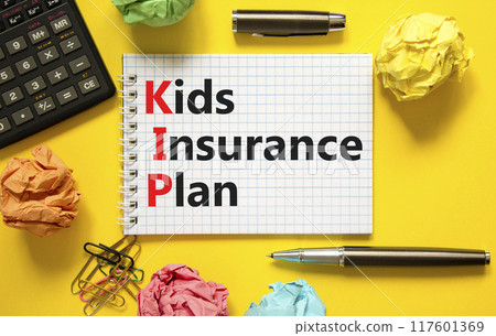 KIP kids insurance plan symbol. Concept words KIP kids insurance plan on beautiful white note. Beautiful yellow background. Black calculator. Business KIP kids insurance plan concept. Copy space. KIP kids insurance plan symbol. Concept words KIP kids insurance plan on beautiful white note. Beautiful yellow background. Black calculator. Business KIP kids insurance plan concept. Copy space. 117601369