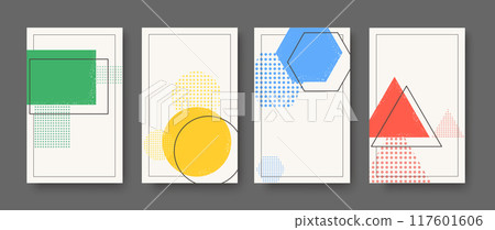 posters with geometry shapes composition in trendy style posters with geometry shapes composition in trendy style 117601606