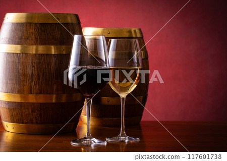 Wine and aging barrels Wine and aging barrels 117601738