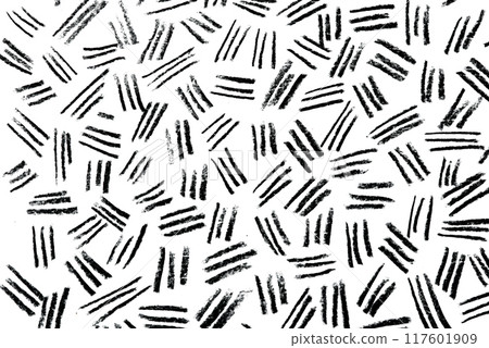 Black pencil strokes randomly scattered on a white background, creating an abstract pattern with a minimalist and modern design Black pencil strokes randomly scattered on a white background, creating an abstract pattern with a minimalist and modern design 117601909