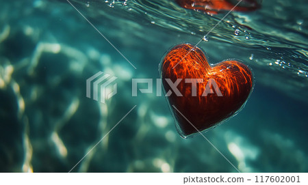 heart floating underwater sinking falling love concept 117602001