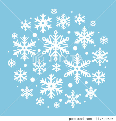 Background with abstract snowflakes. Merry Christmas and Happy New Year illustration. 117602686