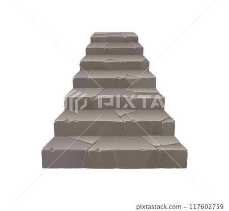 Stone stairs, old house or medieval castle ladder, isolated cartoon vector staircase made of rock pieces. Grey stone stairs structure for game. Architecture construction with solid weathered steps Stone stairs, old house or medieval castle ladder, isolated cartoon vector staircase made of rock pieces. Grey stone stairs structure for game. Architecture construction with solid weathered steps 117602759