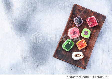 Turkish delight candy . Rahat lokum photography 117603038