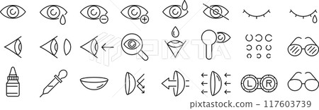 關於向量單色眼科的線條畫圖示集 117603739