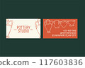 Orange and White Pottery Studio Business Card Design Template 117603836