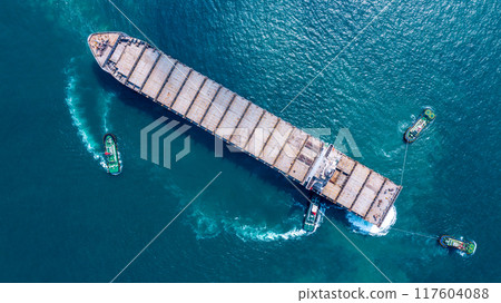 Aerial view container cargo ship sea freight shipping, Global business industry import export logistic transportation international by container cargo ship, Container ship commercial freight shipping. 117604088