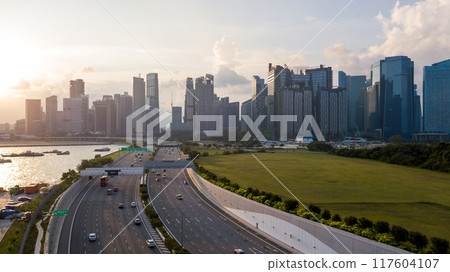 Aerial view Singapore city skyline, Most beautiful Sigapore skyscraper and skyline architecture in Asia, Singapore. 117604107