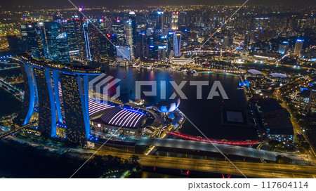 Aerial view Singapore city skyline, Most beautiful Sigapore skyscraper and skyline architecture in Asia, Singapore. 117604114