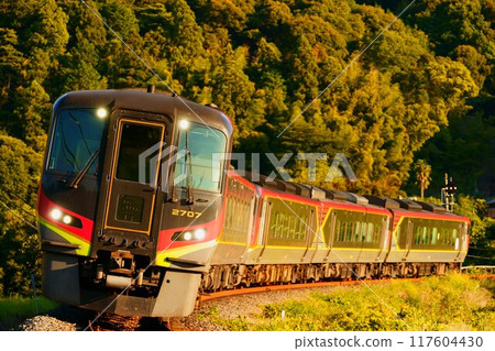 The 2700 series Nanpu express train illuminated by the setting sun The 2700 series Nanpu express train illuminated by the setting sun 117604430