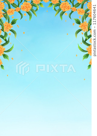 Golden Osmanthus Autumn Background Vertical 117604641