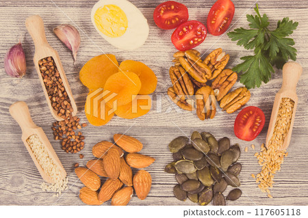 Healthy food containing natural zinc and other vitamins or minerals Healthy food containing natural zinc and other vitamins or minerals 117605118