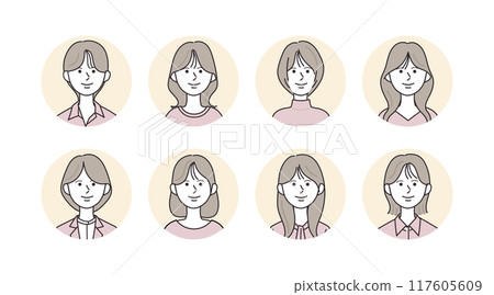 Various women's icon illustration set 117605609