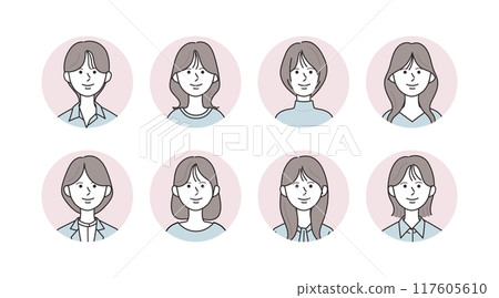 Various women's icon illustration set 117605610