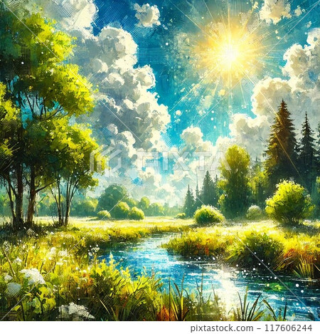 Bright nature in watercolor style 117606244