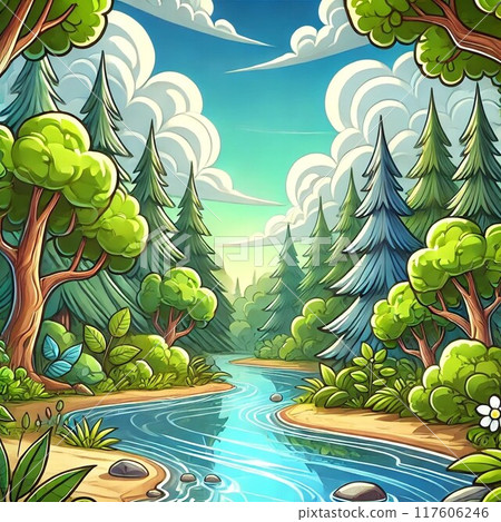 Bright riverside scenery 117606246