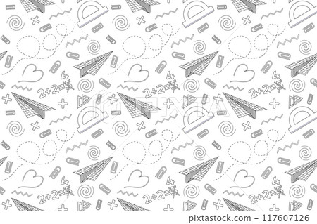 Back to School Coloring Page with Paper Planes 117607126