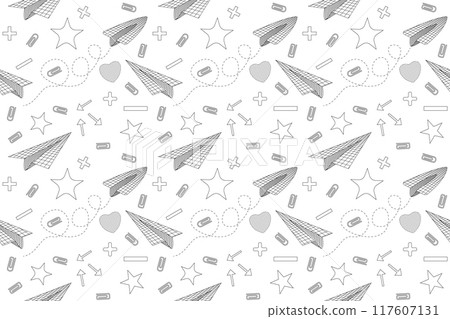 School Paper Airplane and Supplies Coloring Page School Paper Airplane and Supplies Coloring Page 117607131