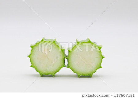 Stock photo of Hechioku: Ten-sided Thread Melon, a vegetable thought to be a cross between a loofah and an okra 117607181