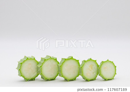 邊奧素材照片 十角絲瓜 一種被認為是絲瓜絡和秋葵組合的蔬菜 邊奧素材照片 十角絲瓜 一種被認為是絲瓜絡和秋葵組合的蔬菜 117607189