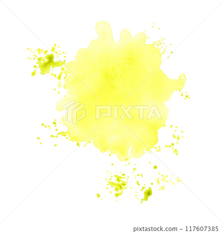 Watercolor splash backdrop template. Abstract stains texture design element in lemon yellow color. Refreshing hand painted ink spill background for invitation, save the date, wedding, postcard, quotes Watercolor splash backdrop template. Abstract stains texture design element in lemon yellow color. Refreshing hand painted ink spill background for invitation, save the date, wedding, postcard, quotes 117607385