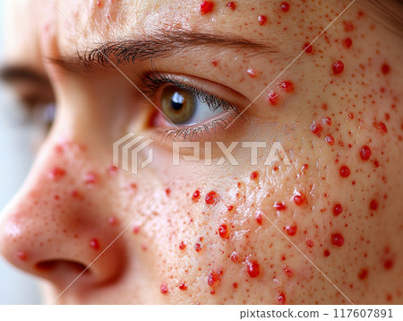 Close-up of a person's skin showing monkeypox symptoms 117607891