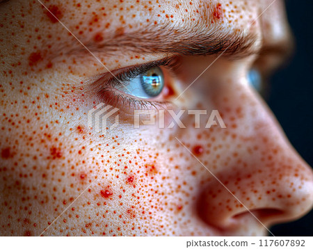 Close-up of a person's skin showing monkeypox symptoms 117607892