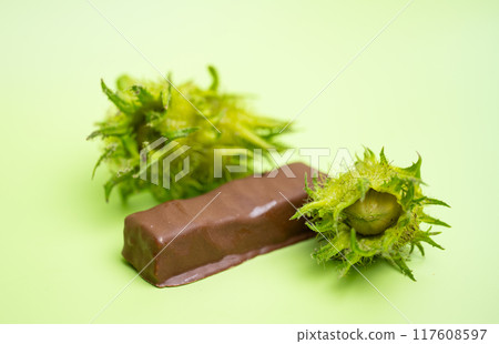 hazelnut with chocolate bar 117608597