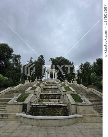 View of the cascade of fountains in the Valea Morilor park Chisinau Moldova View of the cascade of fountains in the Valea Morilor park Chisinau Moldova 117608697