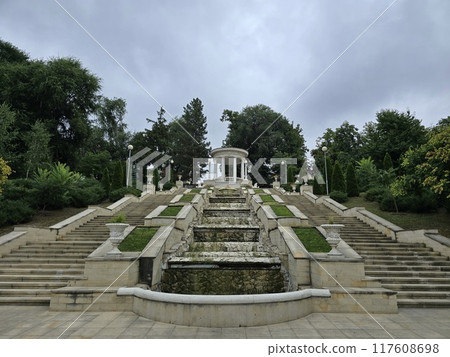 View of the cascade of fountains in the Valea Morilor park Chisinau Moldova View of the cascade of fountains in the Valea Morilor park Chisinau Moldova 117608698