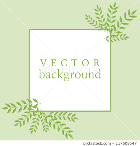 Floral minimalistic vector empty frame. Square shape with branches. Vector illustration with a place for text. 117609547