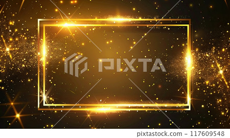 Premium modern vintage golden frame as decorative element on black background for touch of luxury for black friday or christmas 117609548