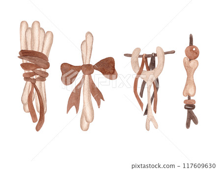 Magical items. Witchcraft and esotericism. Witch entourage set. Watercolor isolated illustrations for Halloween 117609630