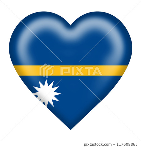 Nauru flag heart button with clipping path 117609863