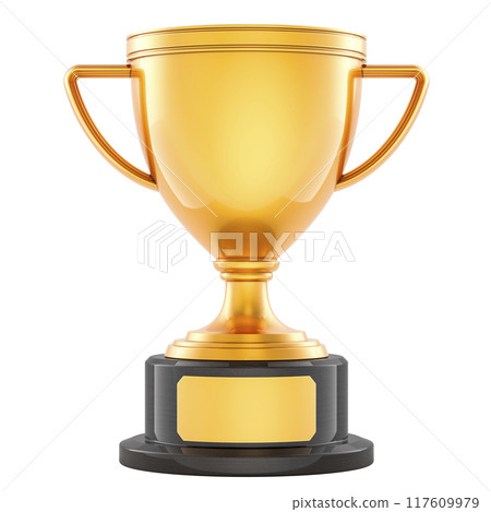 Gold trophy cup award, 3D rendering 117609979