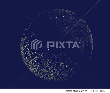 Yellow dotted, geometirc globel earth on space blue abackground Yellow dotted, geometirc globel earth on space blue abackground 117610022