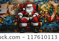 Santa Claus mural on graffiti wall 117610113