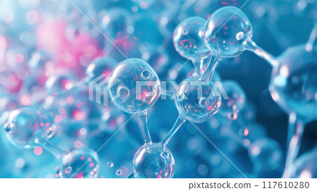 Transparent molecular structure with blue tint. 117610280