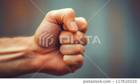 Close-up of a clenched human fist. Close-up of a clenched human fist. 117610320