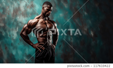 Muscular man posing confidently. Muscular man posing confidently. 117610422