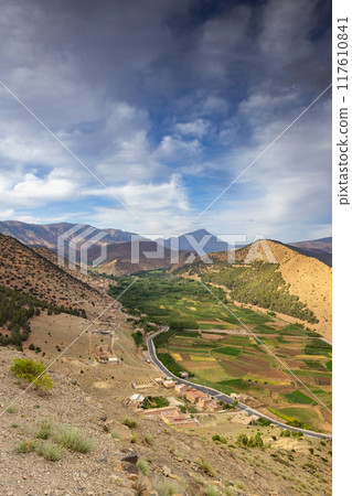View from the top of the hill in Happy Valley. Ait Bougmez Valley. View from the top of the hill in Happy Valley. Ait Bougmez Valley. 117610841