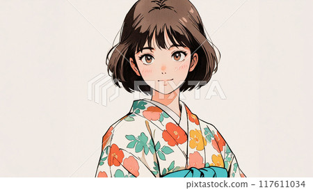 穿著日系衣服的復古可愛女孩 117611034