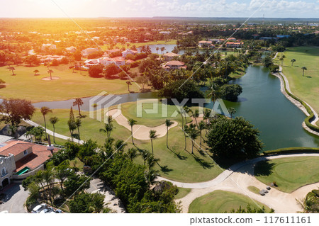 Golf club field, nobody. Aerial view Golf club field, nobody. Aerial view 117611161