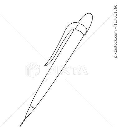 Continuous one line of pen in silhouette on white background. Linear stylized. Hand drawn linear silhouette icon. Minimal outline design element for print, banner, card, brochure, logo. Continuous one line of pen in silhouette on white background. Linear stylized. Hand drawn linear silhouette icon. Minimal outline design element for print, banner, card, brochure, logo. 117611560