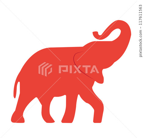 Red elephant representing the Republican Party of USA. Democracy vote concept. Element for print, banner, card, brochure or logo. Red elephant representing the Republican Party of USA. Democracy vote concept. Element for print, banner, card, brochure or logo. 117611563