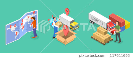 3D Isometric Flat Vector Illustration of Smart Logistics Technologies, Supply Chain Management 3D Isometric Flat Vector Illustration of Smart Logistics Technologies, Supply Chain Management 117611693